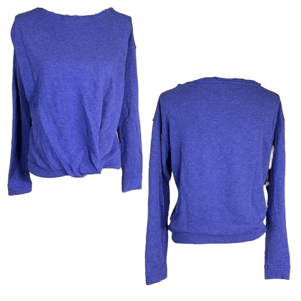 NWT Free People Distressed Draped Blue Violet Pullover Sweater sz XS - Picture 10 of 11